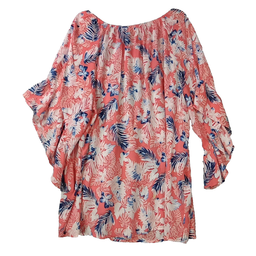 Terra & Sky Blouse Women's Plus Size 2X (20-22 Hawaiian Multicolor Floral Print